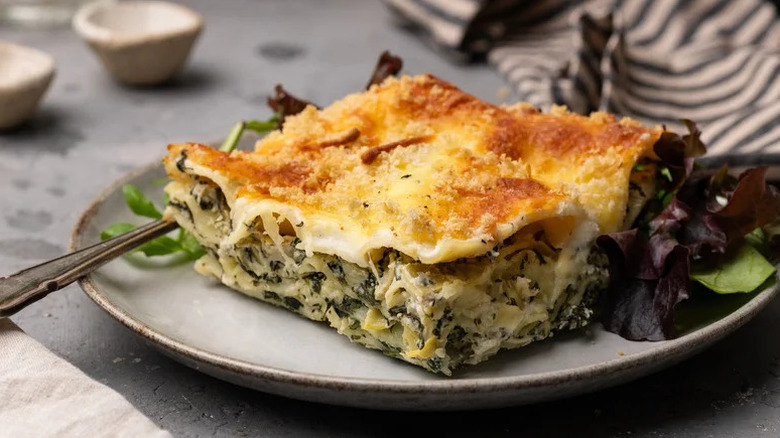 Spinach and Artichoke Lasagna slice