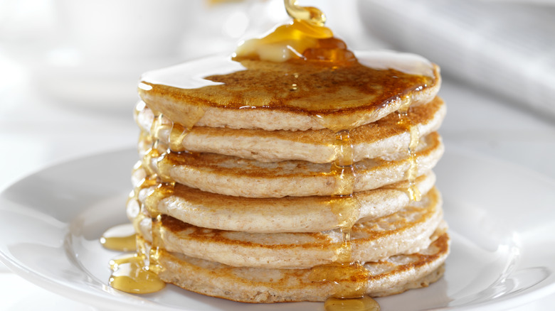 Pancake stack with syrup