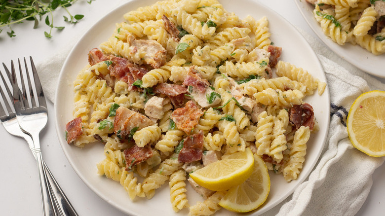 bacon pasta on plate