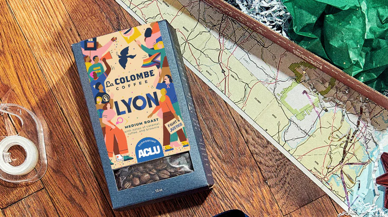 Lyon coffee on table