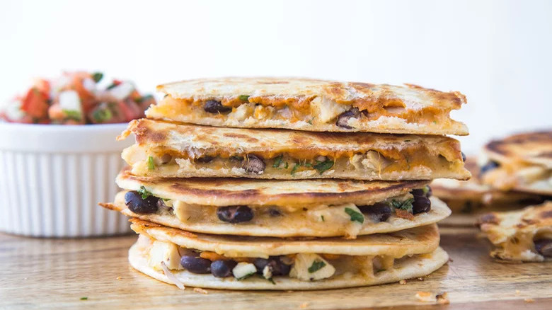 Stack of chicken quesadillas