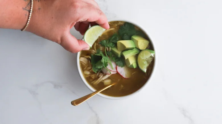 Bowl of posole soup