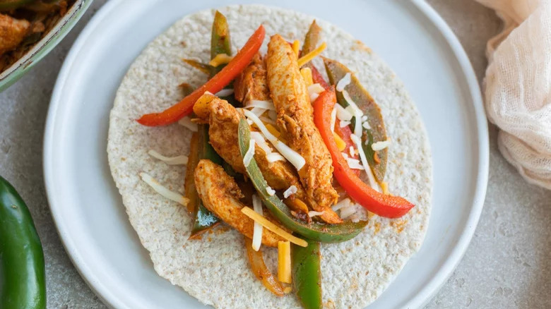 Chicken fajitas on a plate