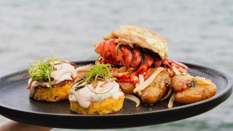 Lobster benedict on a plate