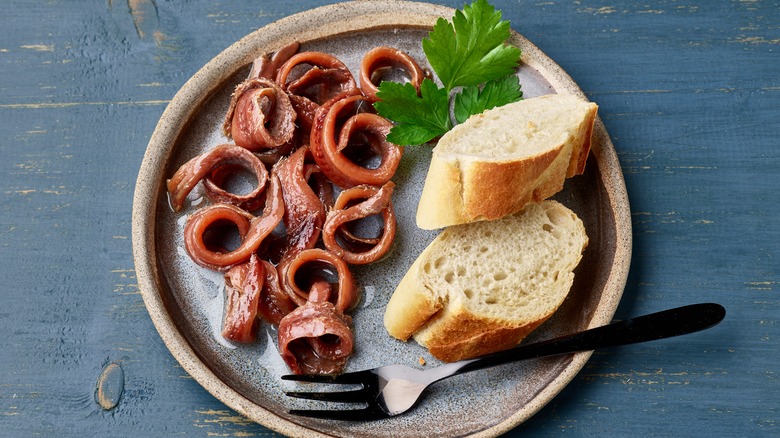 Anchovies on plate