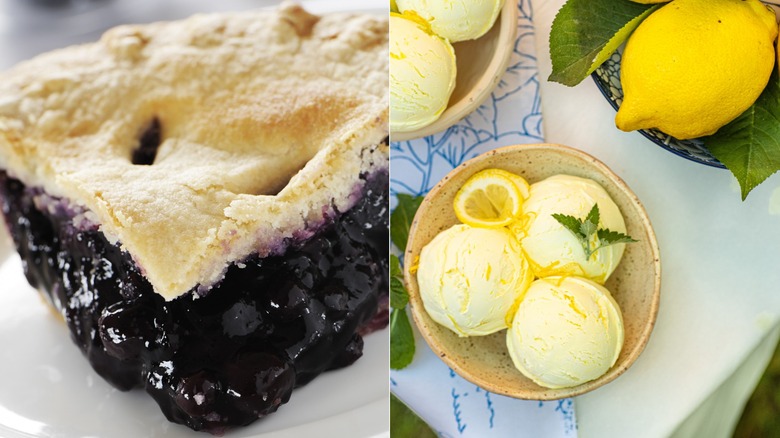 Blueberry pie, lemon ice cream