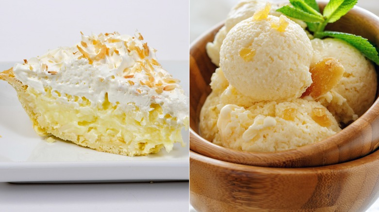 Coconut cream pie, ginger ice cream