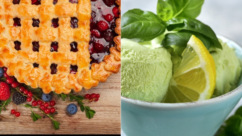 Berry pie, basil ice cream