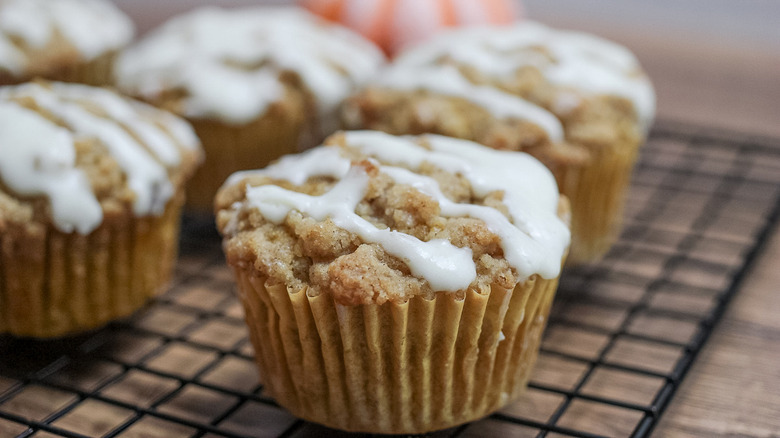 pumpkin muffins with icing