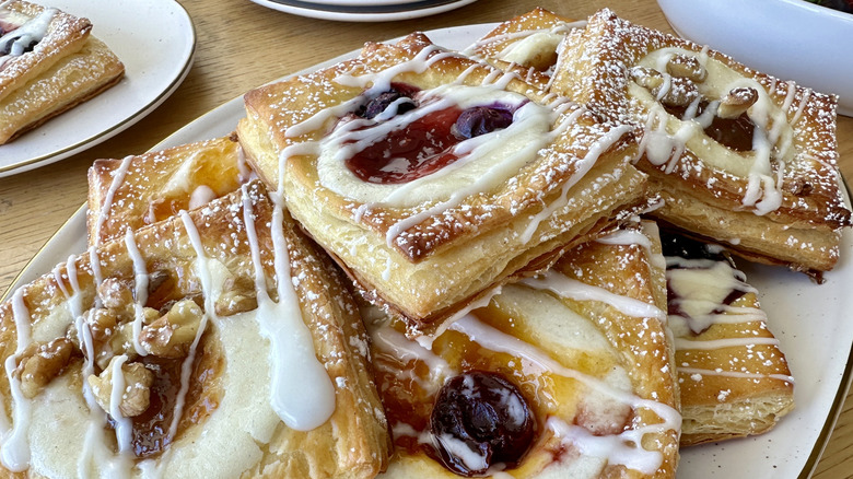 Plate with fruit and cream cheese danishes