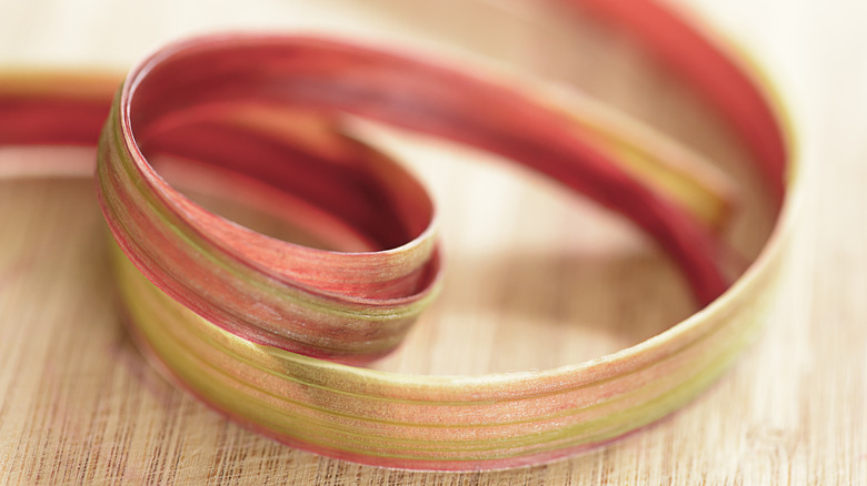 rhubarb ribbon garnish