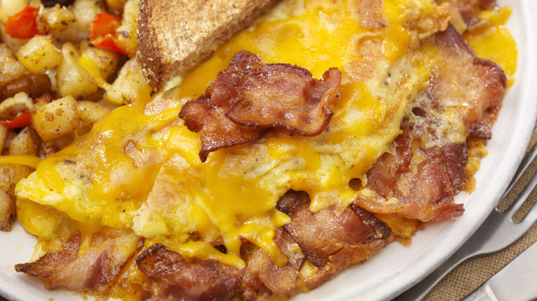 Bacon omelet on plate