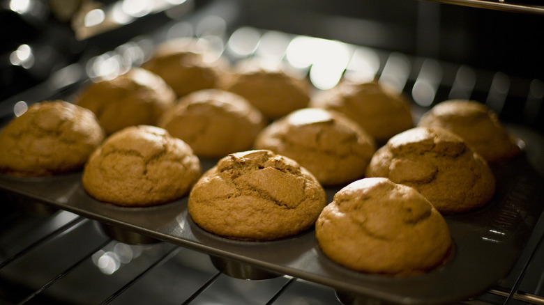 Pumpkin muffins in the oven