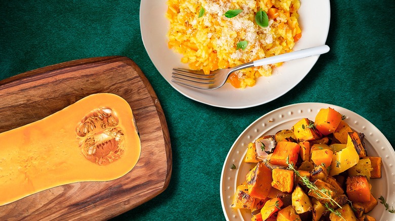 collage of butternut squash dishes