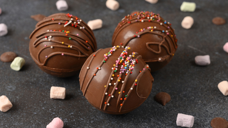 tasty chocolate bombs with marshmallow