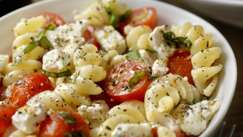 Pasta salad with cheese and veggies