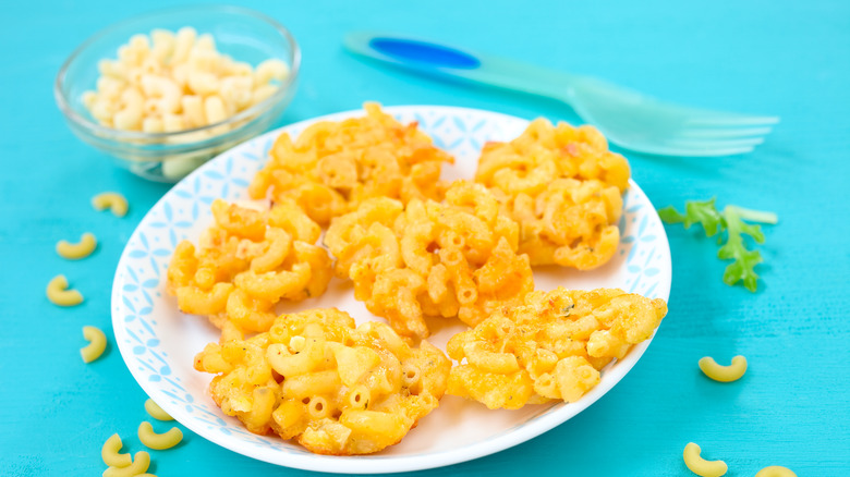 Elbow pasta fritters on plate