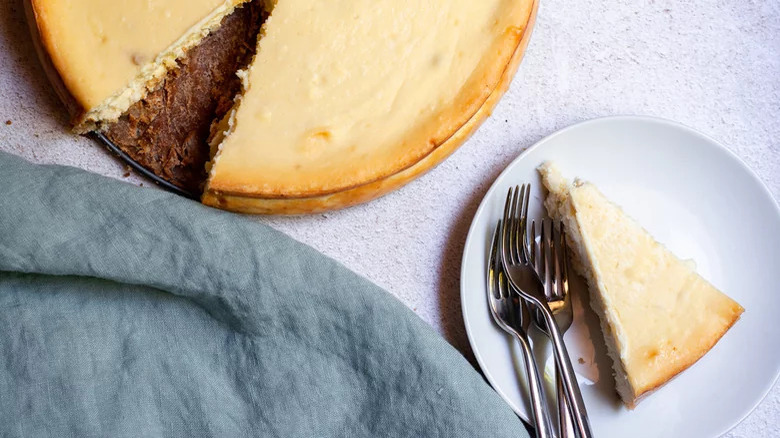 New York-style cheesecake on plate