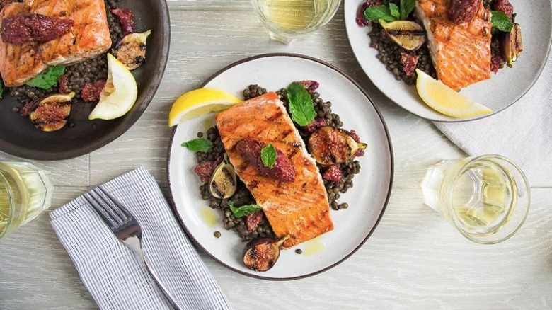 salmon with lentils