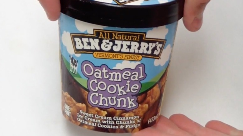 pint of ben and jerry's oatmeal cookie chunk ice cream