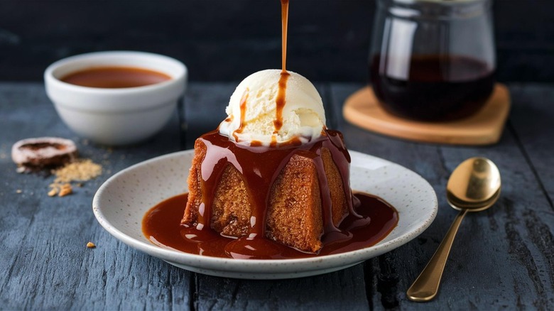 sticky toffee pudding with ice cream