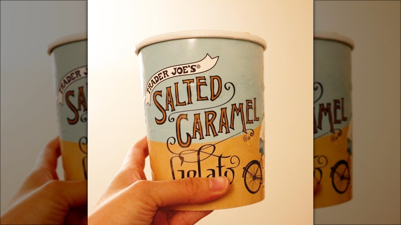 pint of trader joes salted caramel gelato