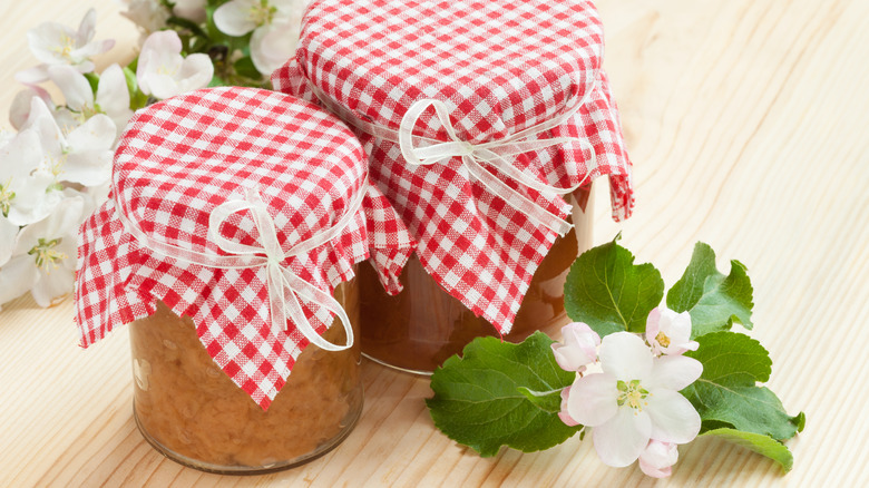 Jars of apple blossom jelly