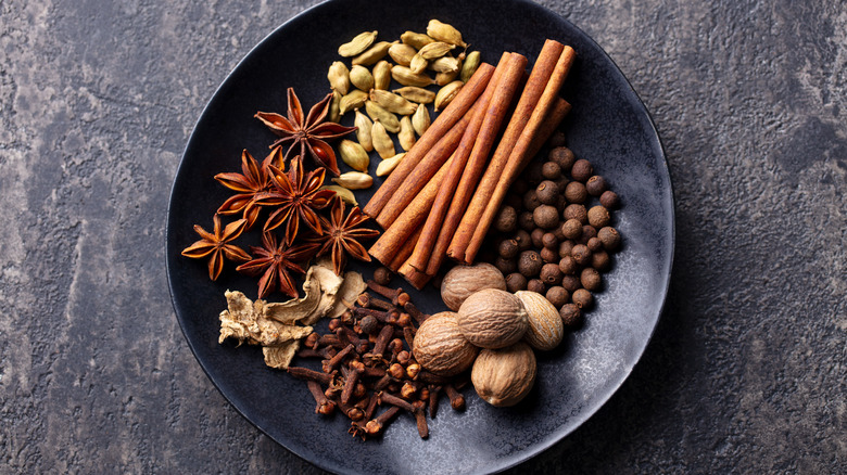 Warm spices on plate