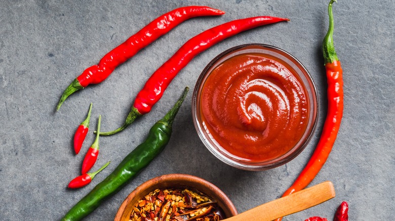 Chile paste and peppers