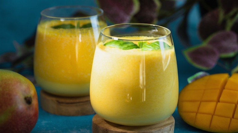 Glasses of mango lassi