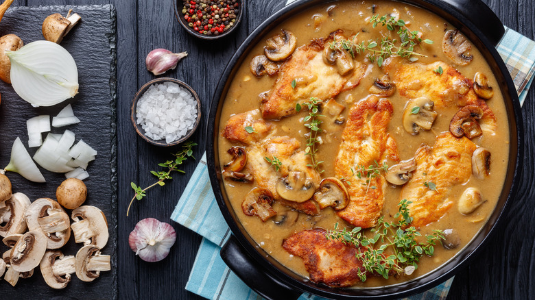 Chicken Marsala and ingredients