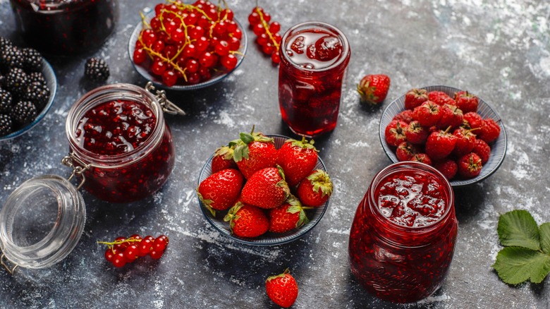 jam jars and fresh berries
