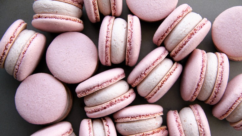 Purple macarons with filling