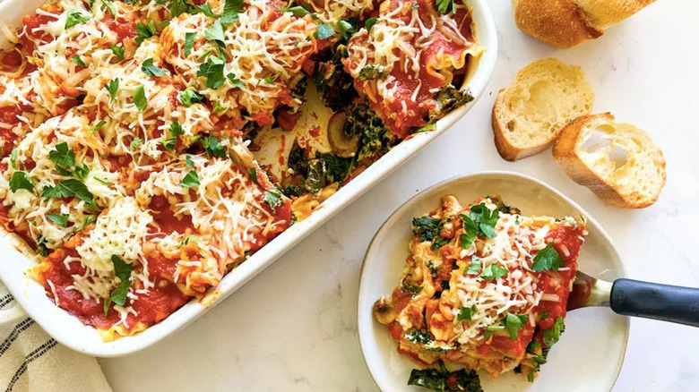 Kale Lasagna with mushrooms