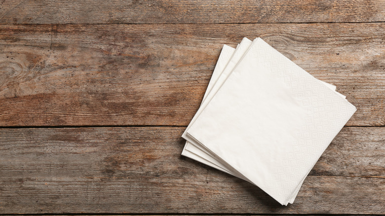 Stack of white cocktail napkins