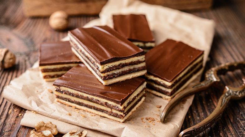 stack of Hungarian Gerbeaud cake