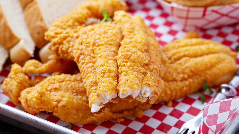 Plate of fried fish