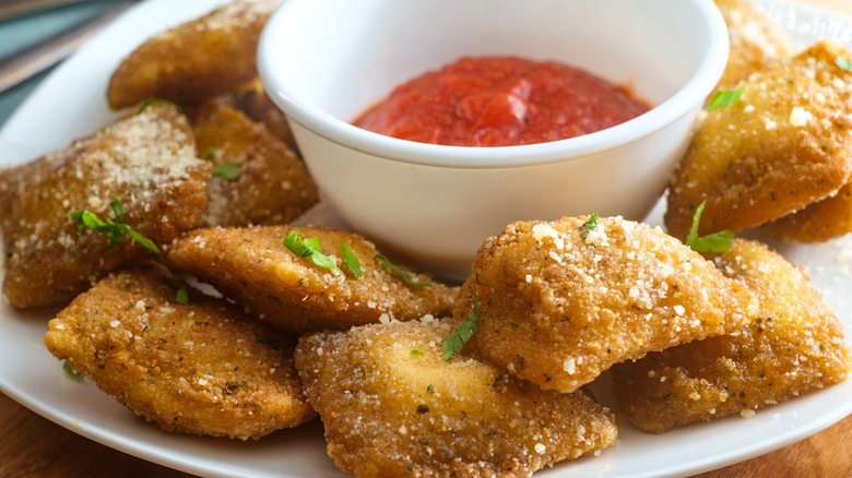 Plate of toasted ravioli