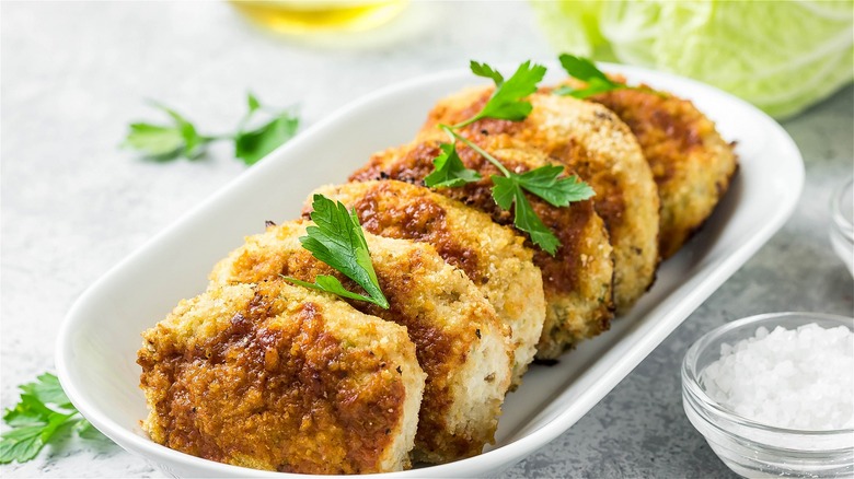 Chickpea patties on tray