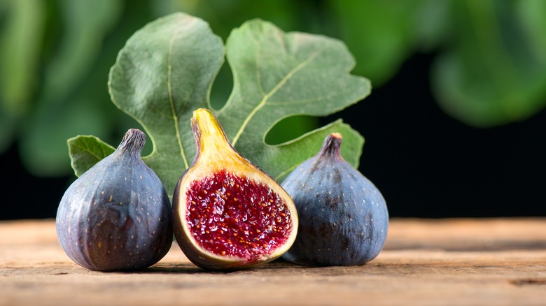 black figs and fig leaf
