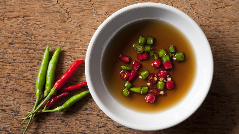 Fish sauce with chili peppers