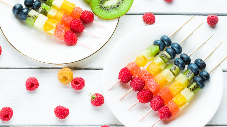 Fruit kebabs with summer fruit