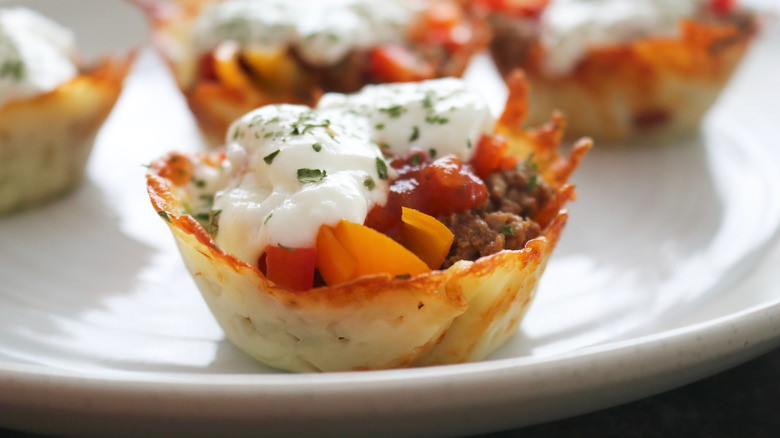 Taco cups on plate