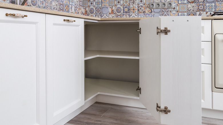 Open kitchen cabinet