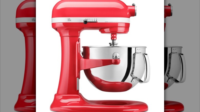 Red KitchenAid stand mixer