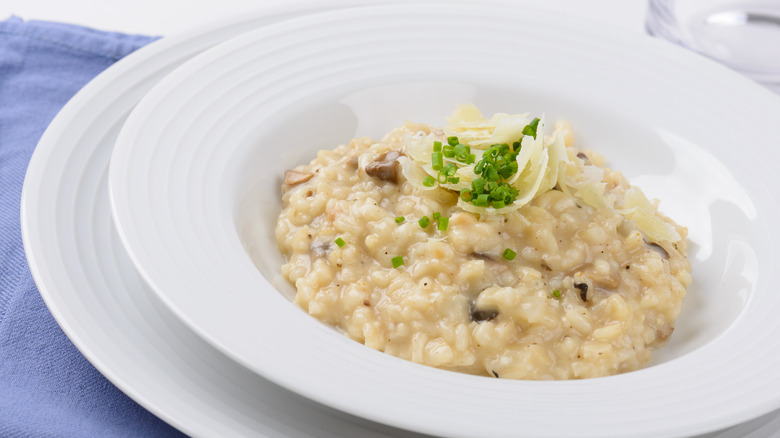 Risotto in a white bowl