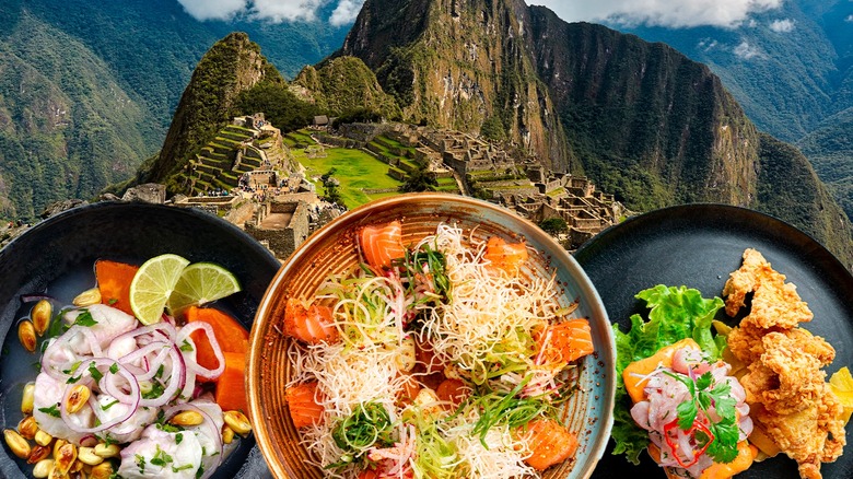 Three plates and Machu Picchu