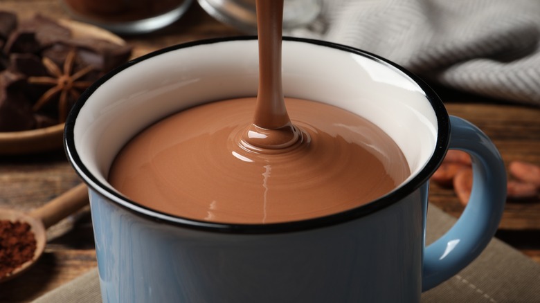 Pouring hot chocolate