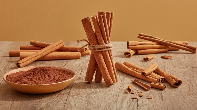 cinnamon sticks on a table