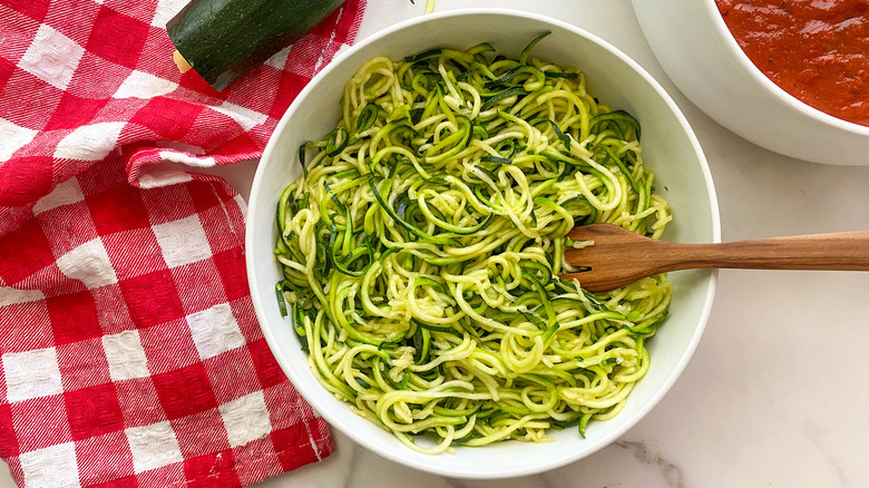 Bowl of zucchini noodles